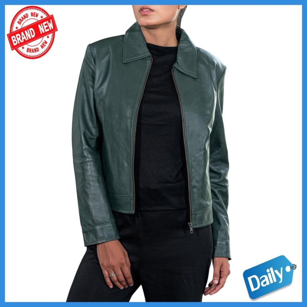Premium Lambskin Leather Jacket with Polo Collar, Quilted Lining